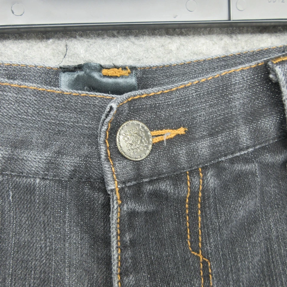 VTG Raw Blue Shorts Mens 36 Black 14" Skater Hip Hop Wings Y2K Denim Jorts - Image 4 of 4