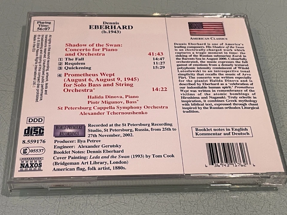 Dennis Eberhard - Piano Concerto "Shadow of The Swan" - CD Album 2004 Naxos NEW Foto 2 de 4