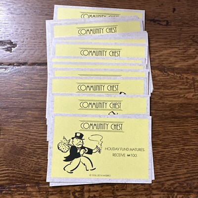 Monopoly 80th Anniversary Edition Community Chest Complete Set Replacement Cards
