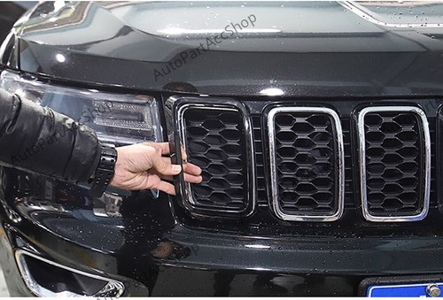 Passend für Jeep Grand Cherokee WK2 2017-21 Glanz Schwarz Front Kühlergrill Gitter Einsätze Rahmen - Bild 4 von 12