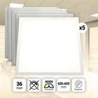 Aktion! 5X Led Panel 62X62 Neutralweiß 4000K 36W 4320Lm Slim Alu Pls3.0