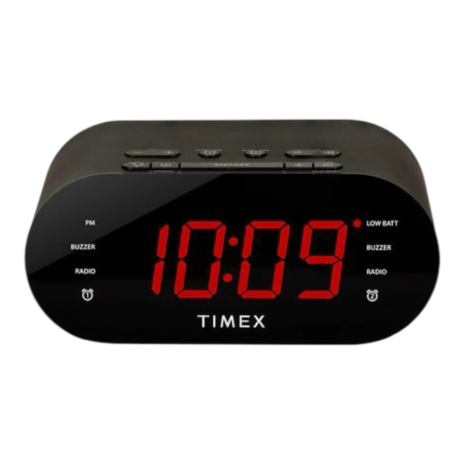 Timex Alarm Clock for Bedroom with FM Radio and USB Charger - Black - Image 3 of 4