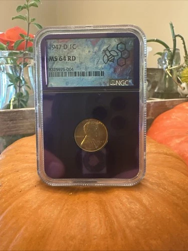 1947-D 1C RD Lincoln Cent – NGC MS64 RD