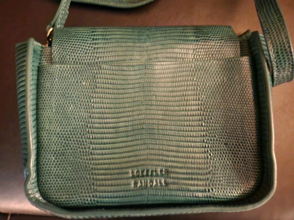 Bolso Bandolera de Hombro LOEFFLER RANDALL Lagarto Verde Cuero Repujado Cartera  Foto 3 de 4