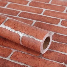 Lependor 17.71" X 118" Decorative Wallpaper 17.7" x 118", Red Brick