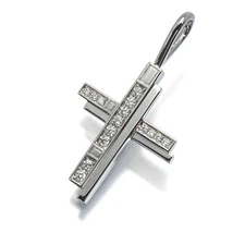 Auth HARRY WINSTON Pendant Diamond Traffic Cross 950 Platinum 
