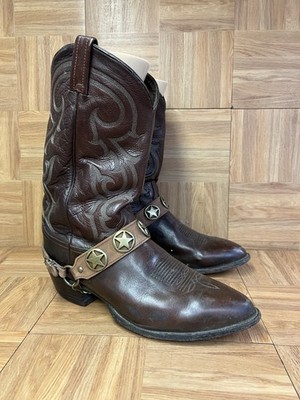 RARE Sz 13 EE - Tony Lama Western Cowboy Boots Extra Wide With Accent Harness