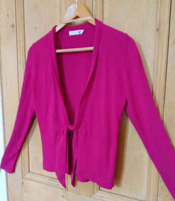 Jackpot Gr. M UK 12 100% Baumwolle Strick Cardigan vorne zum Binden Magenta hell lebendig