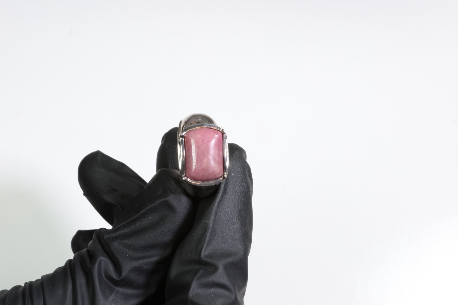 Rectangular Pink Rhodonite  Sterling Ring Size 7.… - image 1