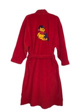 VTG Winnie The Pooh Piglet Disney Store Women's S/M Red Bathrobe Embroidered Y2K