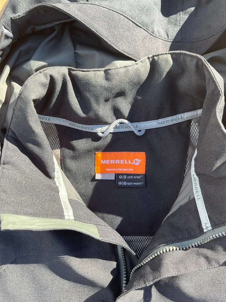 Merrell Men's Cascadia Large Black Opti Shell  Full Zip Hooded Rain Jacket - Image 2 of 4