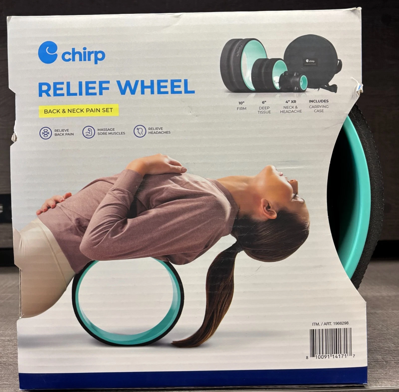 Chirp Relief Wheel - Back & Neck Pain Set (3 Pack w/Travel Carrying Case)