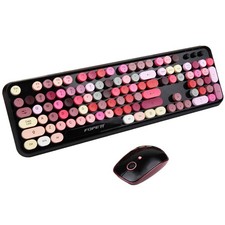 Wireless Keyboard and Mouse Combo, 2.4 GHz Full-Sized Typewriter Keyboard and...