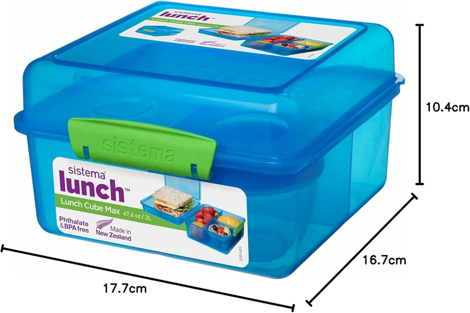 - contenitore cubico per pranzo, plastica, Clear / Dark Blue, 1.4 L - Immagine 4 di 4