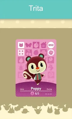 MARKENLOS Animal Crossing Amiibo Nfc Karte weiß #052 Trita / Poppy