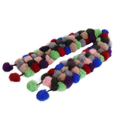 100% Real Rabbit Fur Pom Poms Scarf/ Cape/ Wrap Violet Shawl Neck Wraps