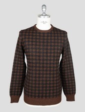 NEW ISAIA BROWN BLACK CASHMERE SILK SWEATER CREWNECK EU 54 - US 44 - XL I247