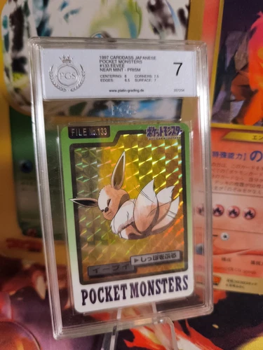 Pokemon Card Eevee Eevee Prism Carddass 1997 Bandai Holo Japanese PSA / PGS 7