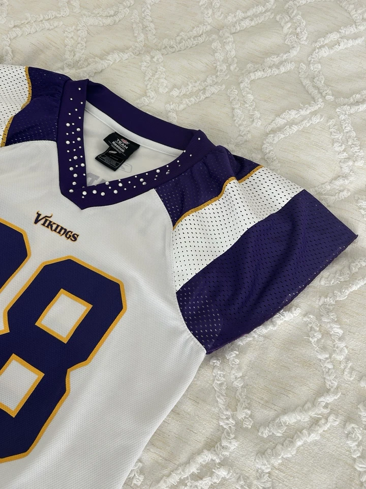 Minnesota Vikings 28 Rhinestone V-neck Reebok Adrian Peterson jersey Women’s Med - Image 2 of 4