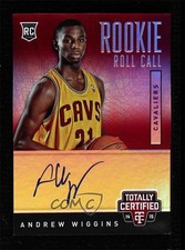 2014-15 Totally Certified Rookie Roll Call Mirror 9/25 Andrew Wiggins Auto 0b9