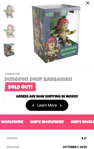 Youtooz Dungeon Soup Barbarian Vinyl Figure Sold Out In Hand W/ Protector