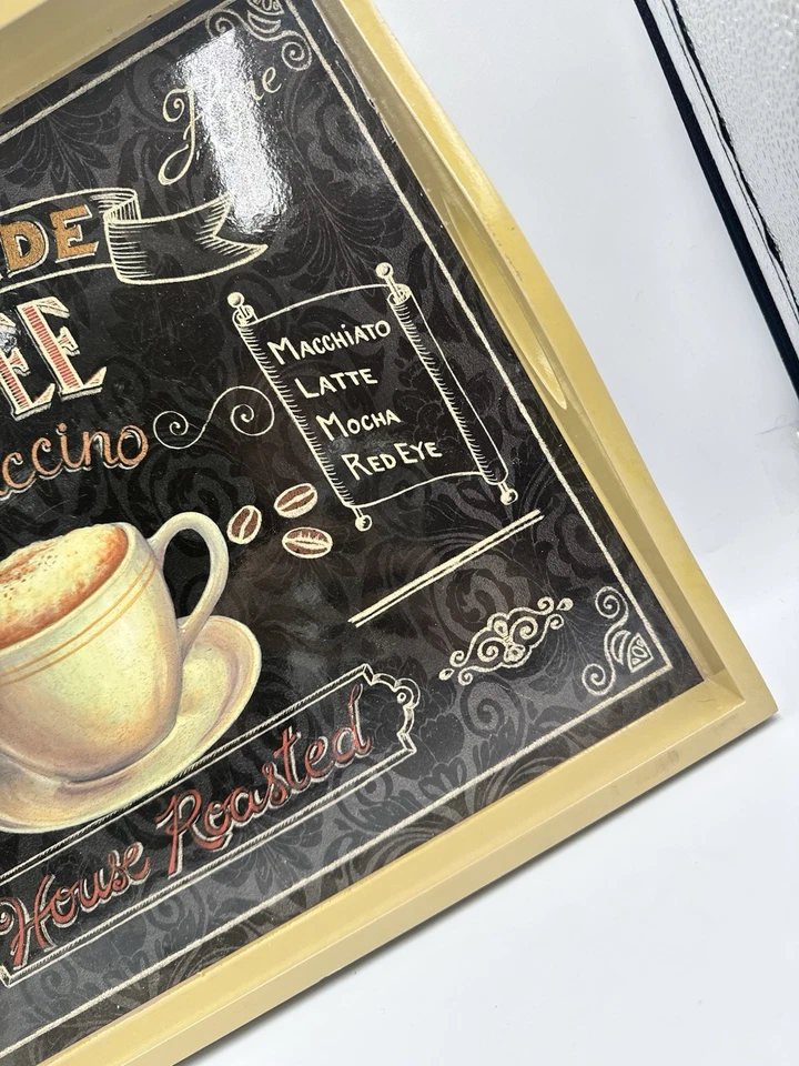 La Vie Parisienne Wood Serving Or Bed Coffee Themed Tray, Rectangle, Black - Image 4 of 4