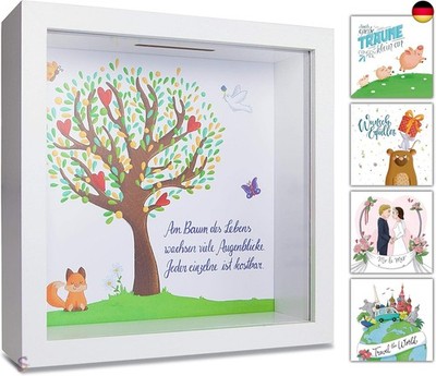 GLÜCKSWOLKE Spardose - Motiv Lebensbaum I Geschenk für Taufe, Kommunion, K