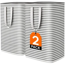 2 Pack Large Laundry Hamper, Freestanding Waterproof Hamper with Handles