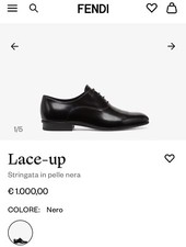 Mocassino Fendi Lace- Up Nero Tagia EU 43