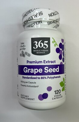 365 Whole Foods Market Grape Seed Extract 120 Vegan Capsules EXP 6