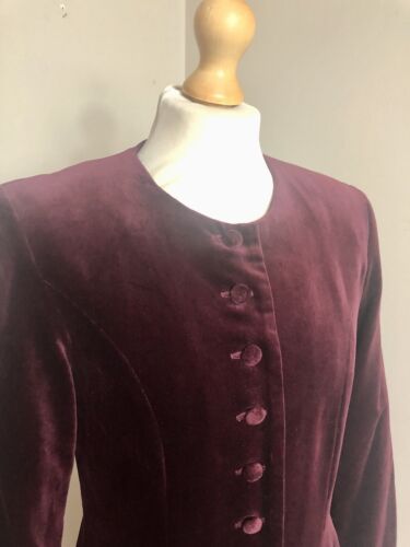 Monsoon Vintage Cotton Velvet maxi Long fit and flare coat Size M 10-12 - Picture 5 of 20