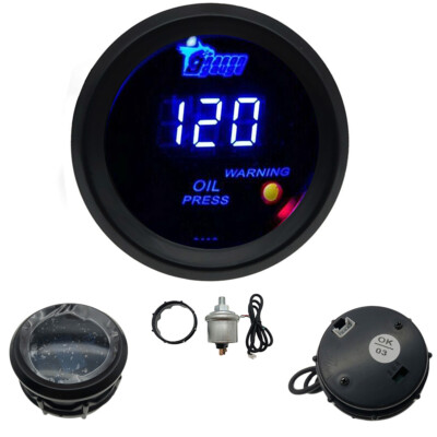 2'' 52mm 120 PSI Digital Blue LED Oil Pressure Gauge with Sensor Auto Car Motor