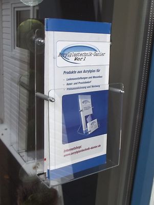 Flyerhalter,Flyerständer,Prospektbox zur Anbringung an Scheiben,DIN LANG,DIN A6