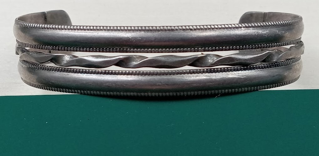 Native Cuff Bracelet with Distinctive Beaded Patt… - image 1