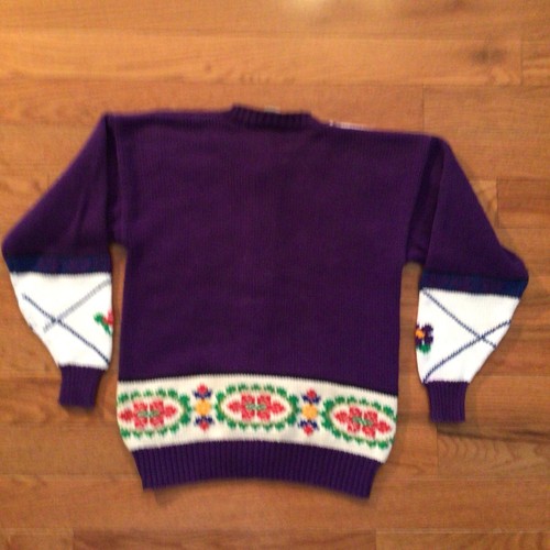 Claver Women’s Cardigan Sweater Handmade in Peru Size Medium Colorful Flowers - Picture 5 of 12