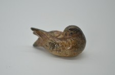 Ceramic Mottled Brown Duck with Head Tucked by Wing Figurine 2" Long Japan D-10