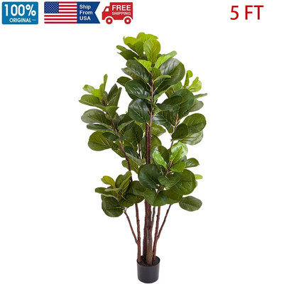 5 FT Artificial Fiddle Leaf Fig Tree Faux Ficus Lyrata Tree 102 Leaves In Pot 