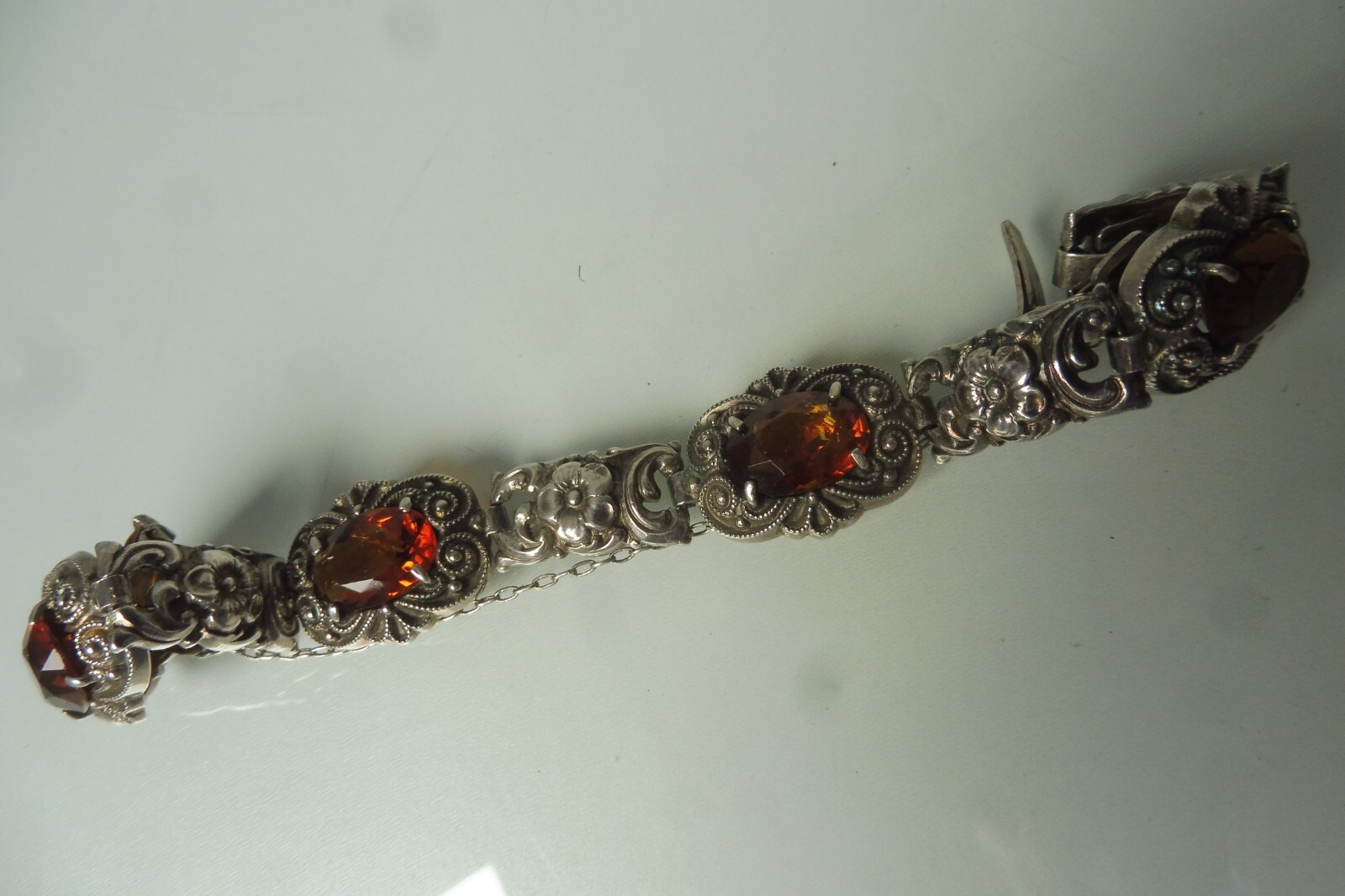 Very beautiful, antique bracelet, 925 silver with cut stones