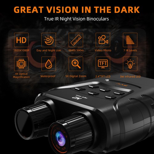 Digital Night Vision Goggles 4032*2520 Digital Binoculars for Hunting 32GB Video - Bild 8 von 9