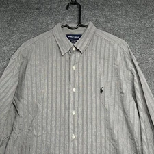 Polo Ralph Lauren Shirt Men XL Gray Golf Lofting Button Up Long Sleeve