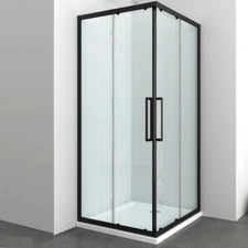 Ogomondo Corner Shower Box Corner Black Crystal 6mm 70x70xh195 cm