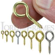 12x00 14x1 16x1 20x2 25x4 30x6 Brass Screw Eyes Eye Hooks Picture Frame Hanging