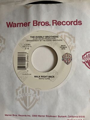 Everly Brothers 45 Walk Right Back / Ebony Eyes NEW reissue unplayed