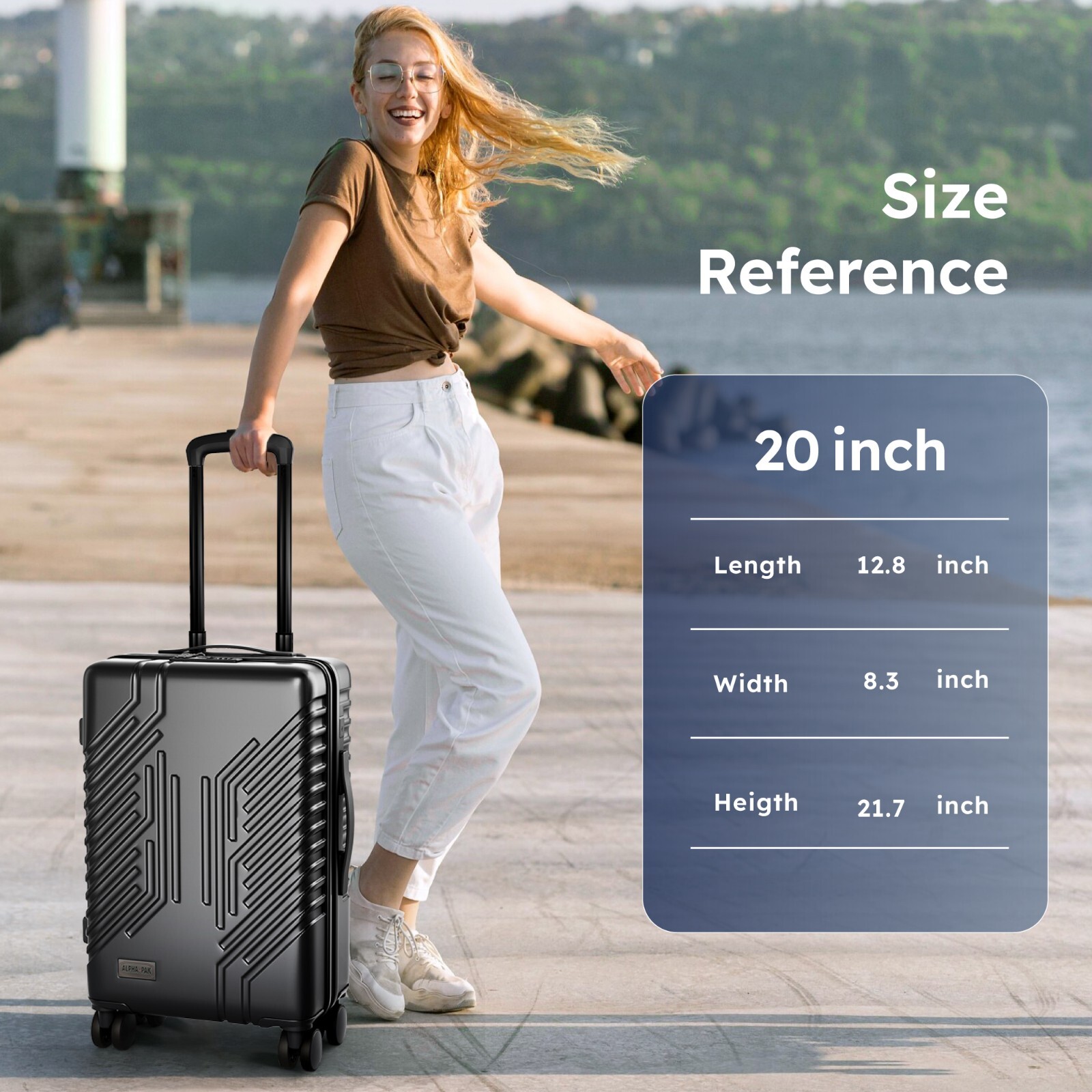20" Hard Shell Carry On Spinner Suitcase Luggage PC+ABS Suitcase with TSA Lock
