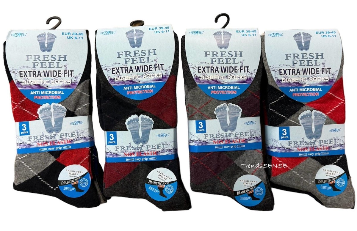 6/12 Paia Calze Uomo FreshFeel Extra Larghe Diabetiche Sciolte - Foto 10