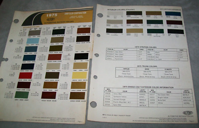 1975 Chrysler Plymouth Dodge Imperial DuPont car paint chips -exterior, interior