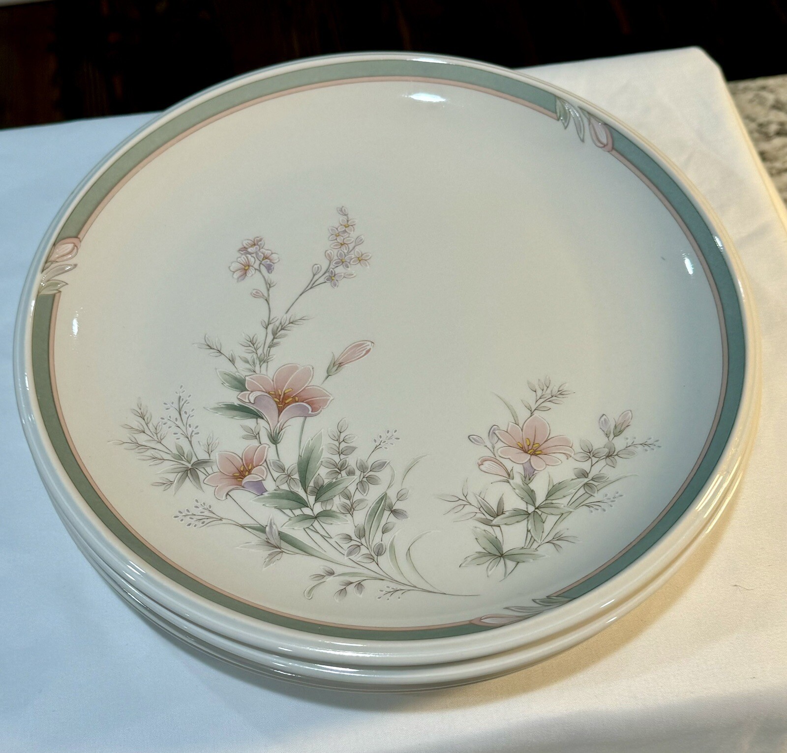 4Noritake Misty Isle DEERFIELD Set Of 4 Dinner Plates Ireland RETIRED