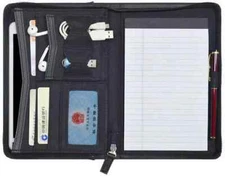 Padfolio Business Leather Portfolio Zippered Notebook Binder Organizer Office