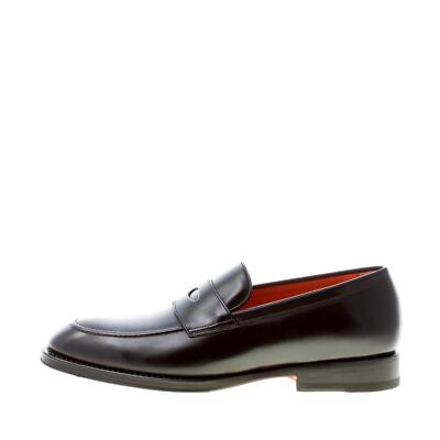 SANTONI herren schuhe schwarz poliertes leder loafer mit klassisch penny bar