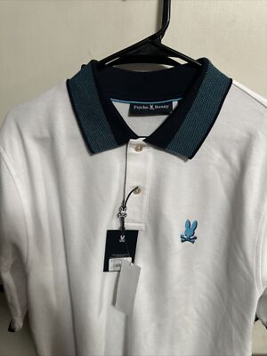 NWT--PSYCHO BUNNY  MEN'S NEW 100% PIMA COTTON POLO SIZE 7 XLG-white